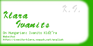 klara ivanits business card